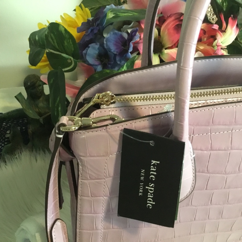 HP-Kate Spade NWT Knott Croc-embossed Medium Zip-top Satchel in Violet Mist/NWT - Picture 11 of 15